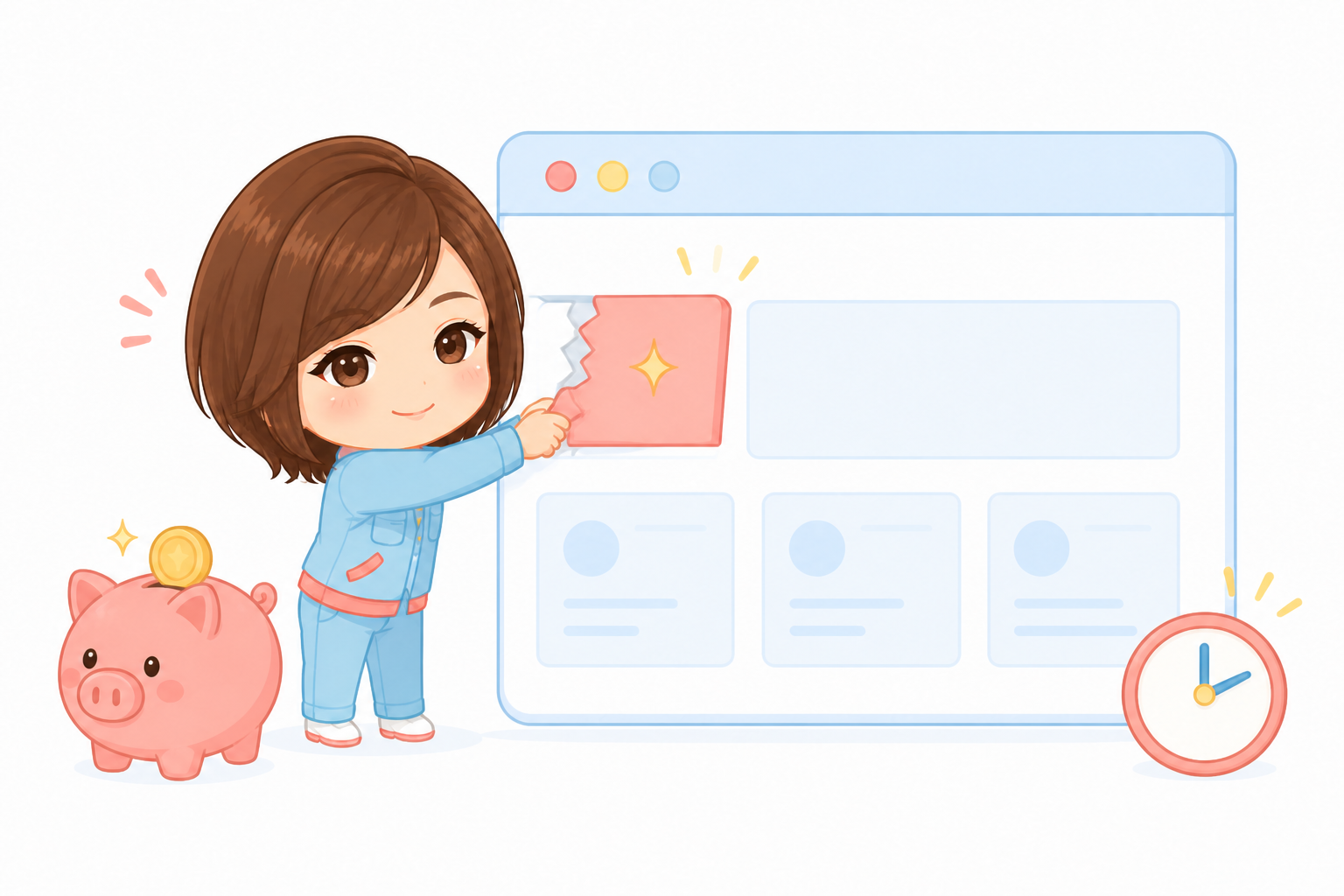 費用と時間を抑えられることを表すイラスト