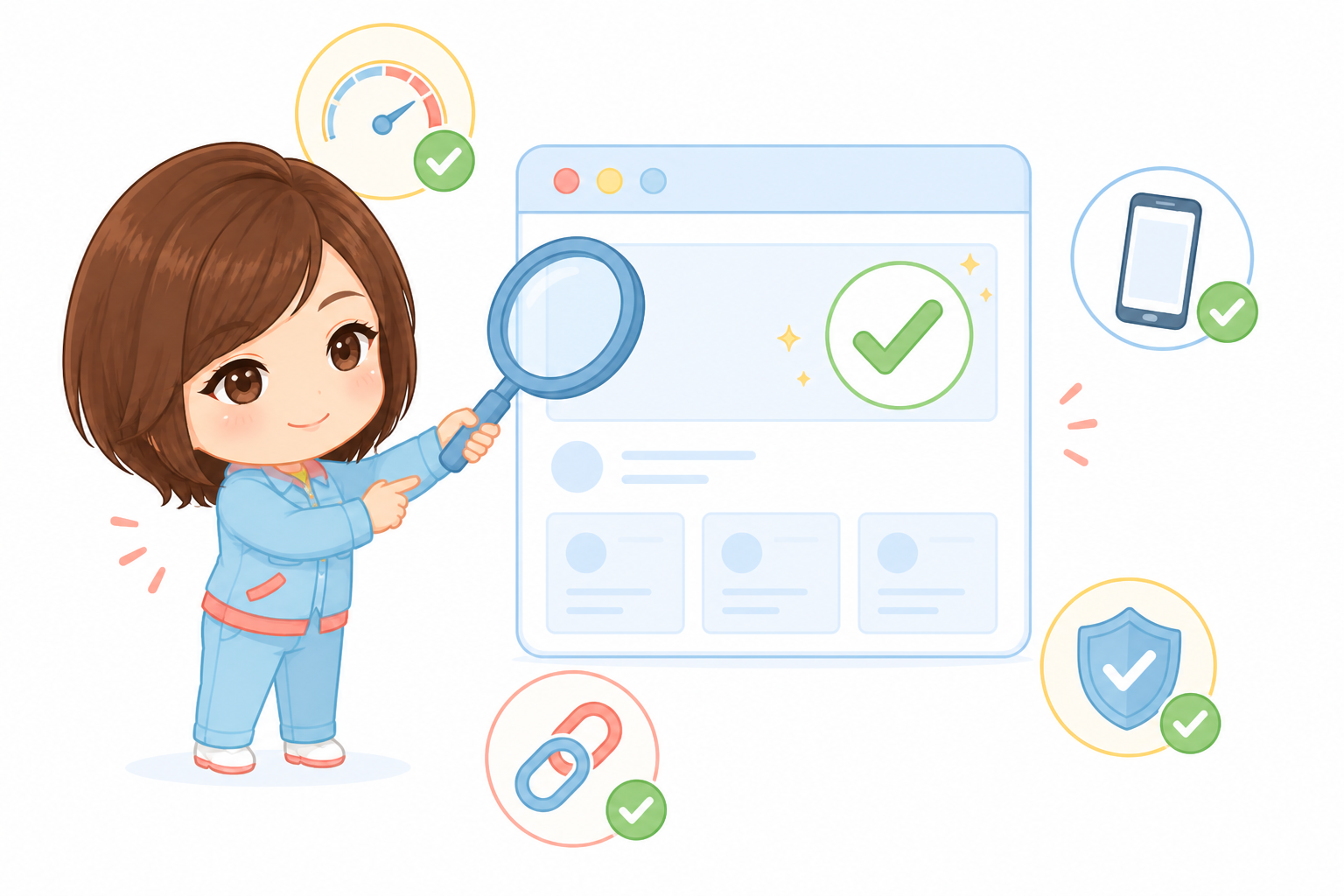 サイトを点検するイラスト